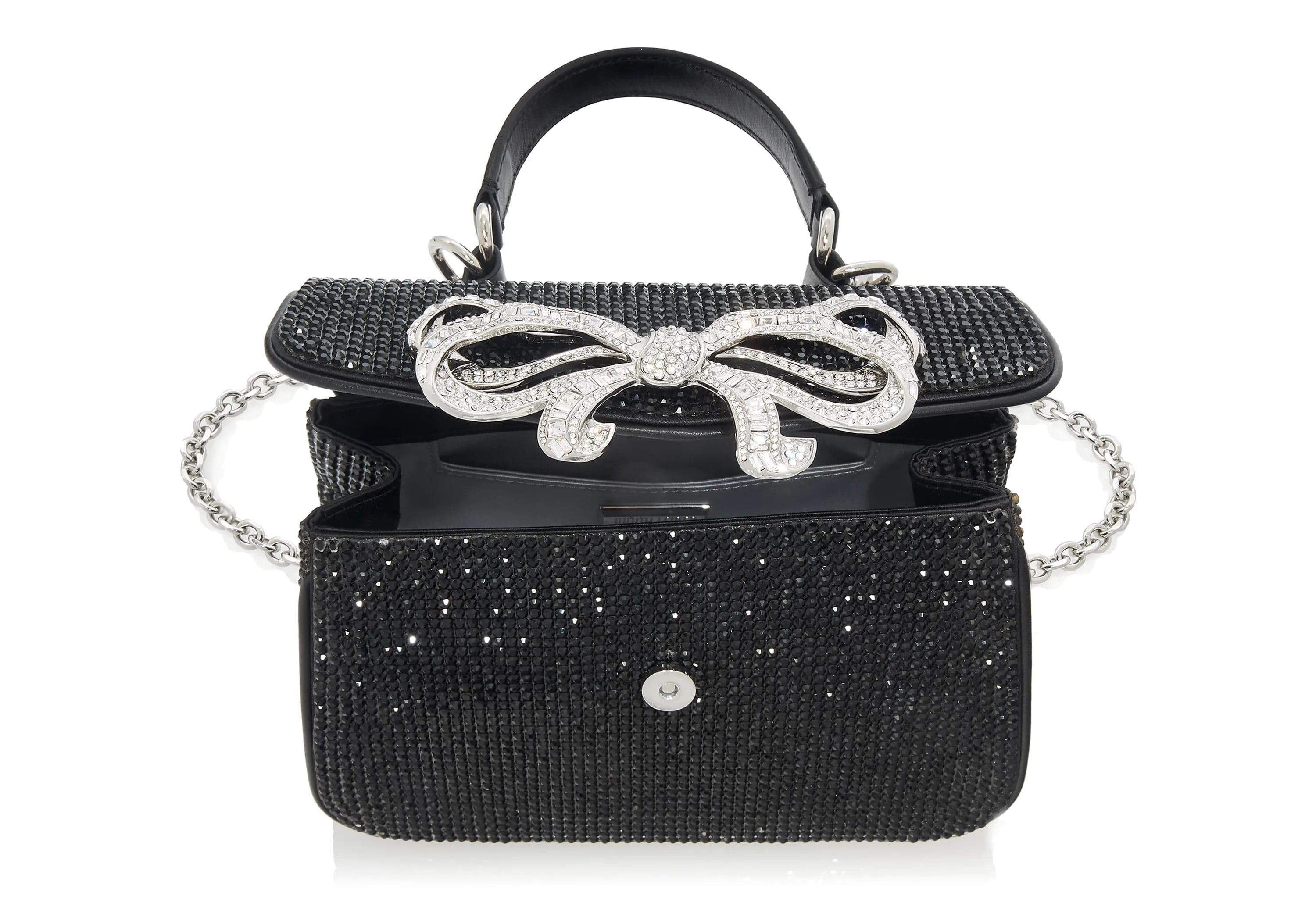 Bow Top Handle Bag, Alternate, color, Silver Jet