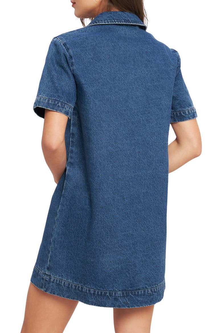 Short Sleeve Denim Minidress, Alternate, color, MEDIUM INDIGO