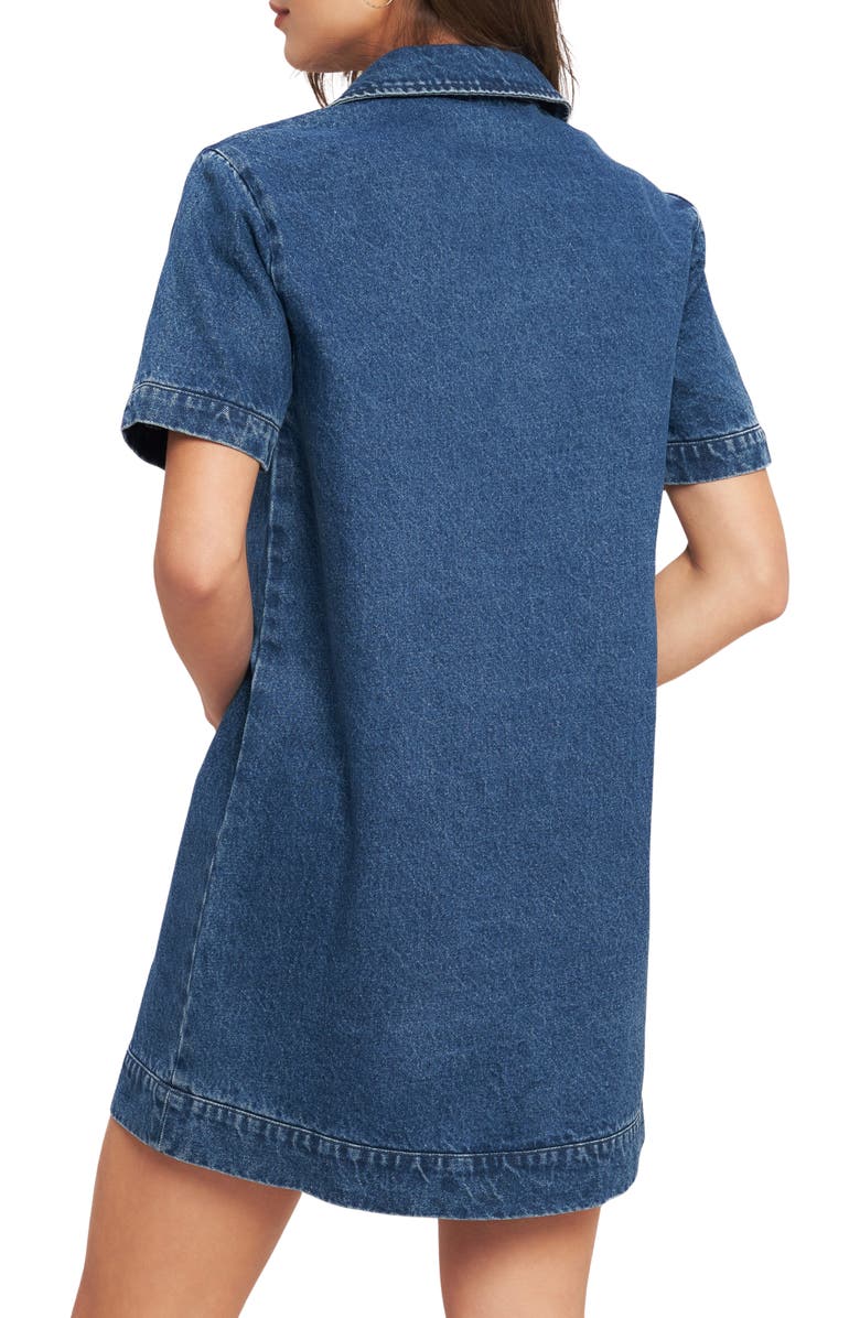FLYING TOMATO Short Sleeve Denim Minidress, Alternate, color, Medium Indigo