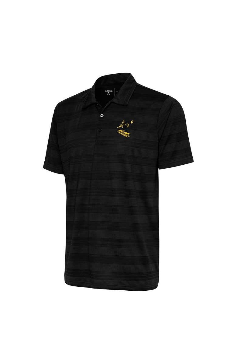 ANTIGUA Men's Antigua Black Pittsburgh Steelers Team Logo Throwback Compass Polo, Main, color, 