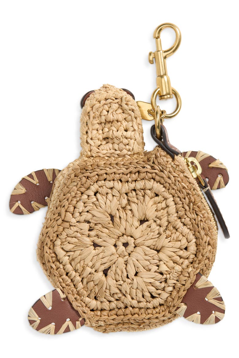 Raffia Turtle Earbud Pouch, Alternate, color, NATURAL