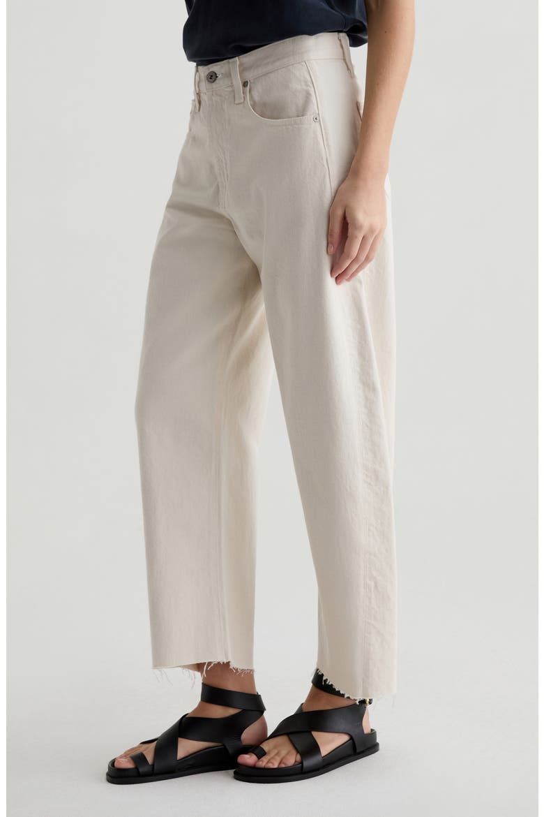 Hattie Raw Hem High Waist Crop Barrel Jeans, Alternate, color, OPAL STONE