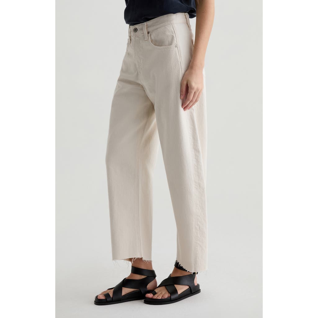Ag Hattie Raw Hem High Waist Crop Barrel Jeans In White