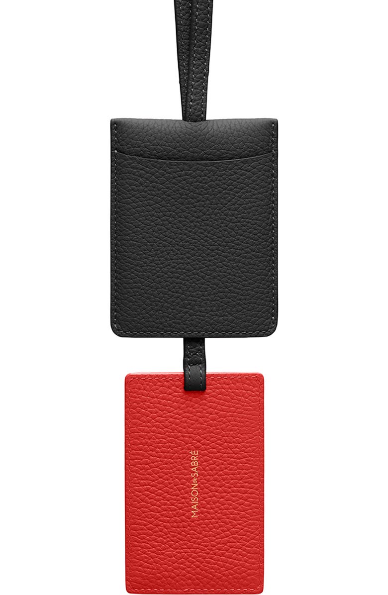 MAISON de SABRÉ Leather ID Lanyard, Alternate, color, Rouge Noir