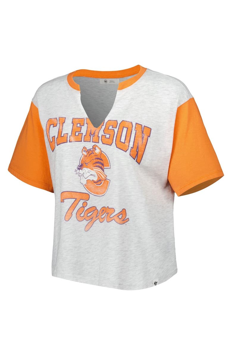 '47 Women's '47 Gray/Orange Clemson Tigers Dolly Cropped V-Neck T-Shirt, Alternate, color, 