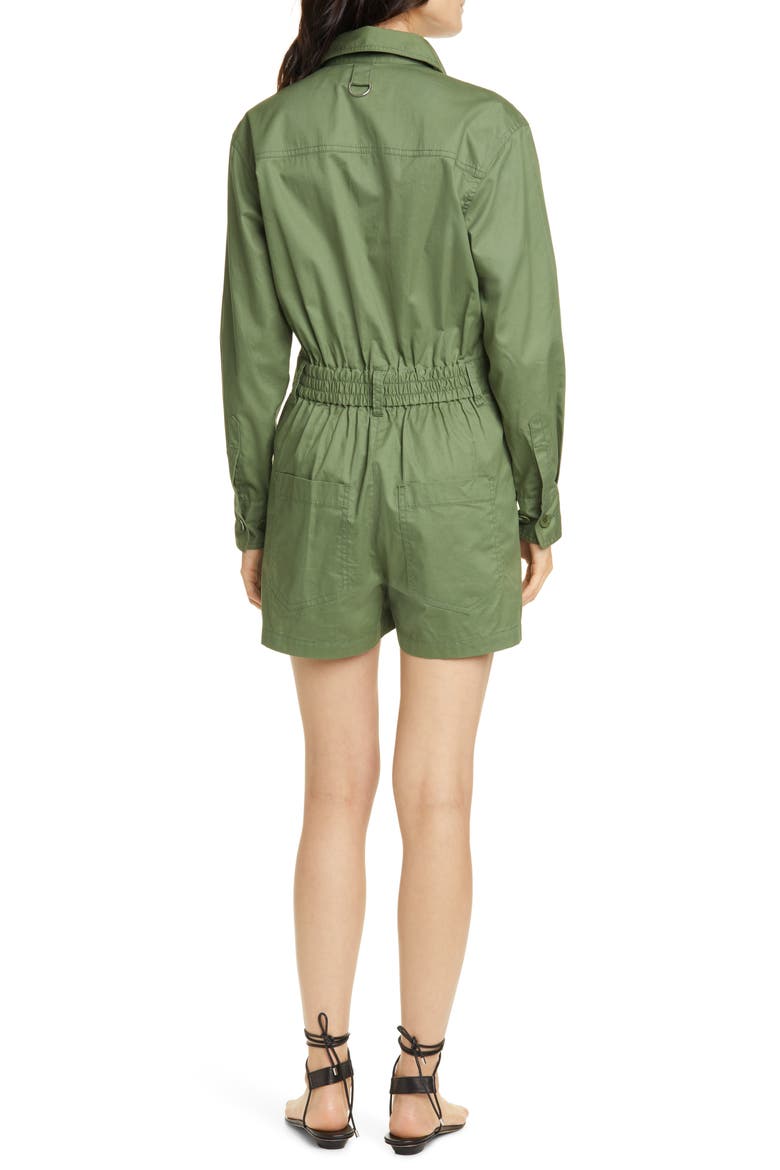 Featherweight Cotton Twill Romper, Alternate, color, OLIVE