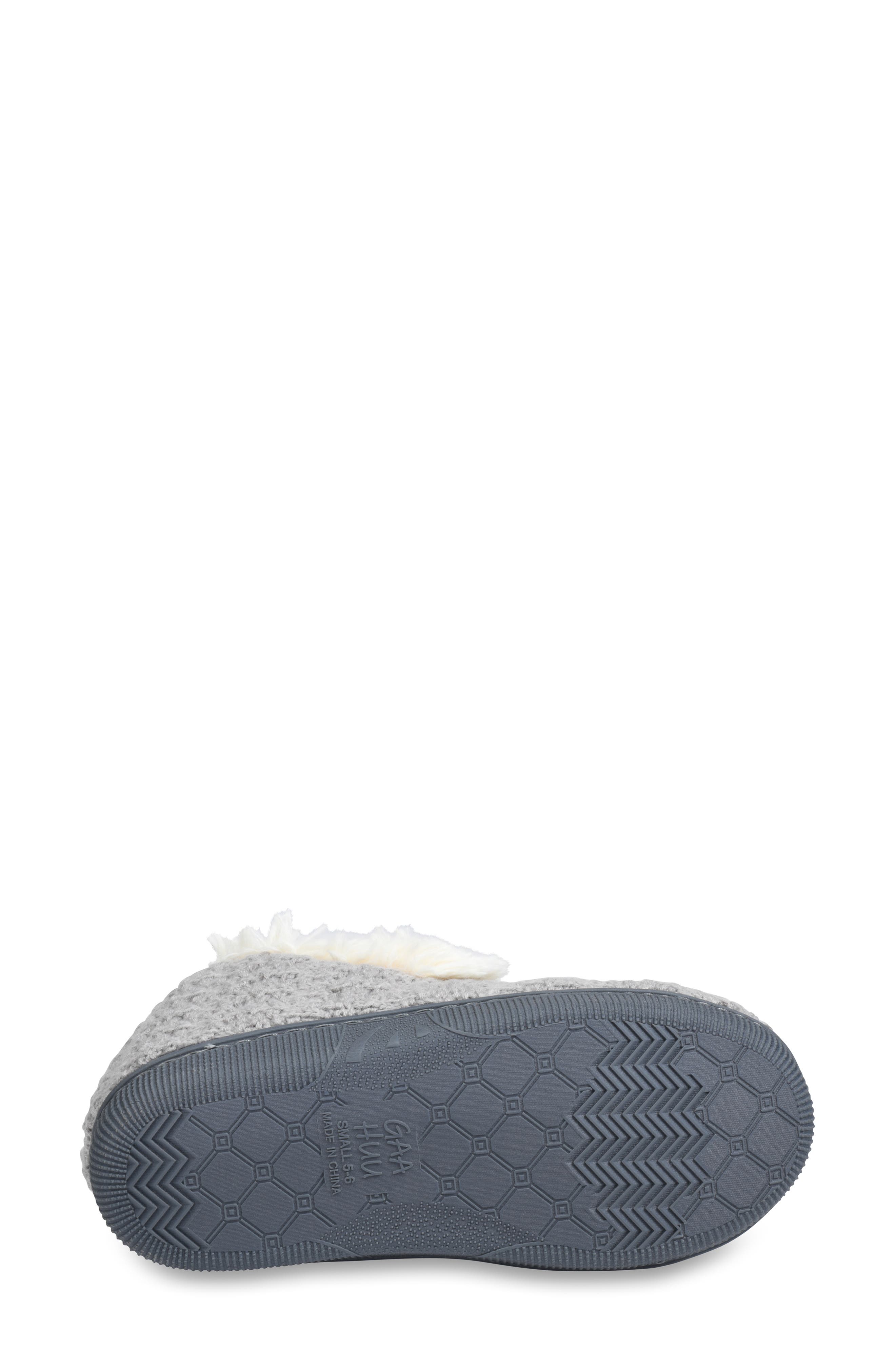 Knit & Faux Fur Slipper, Alternate, color, GREY