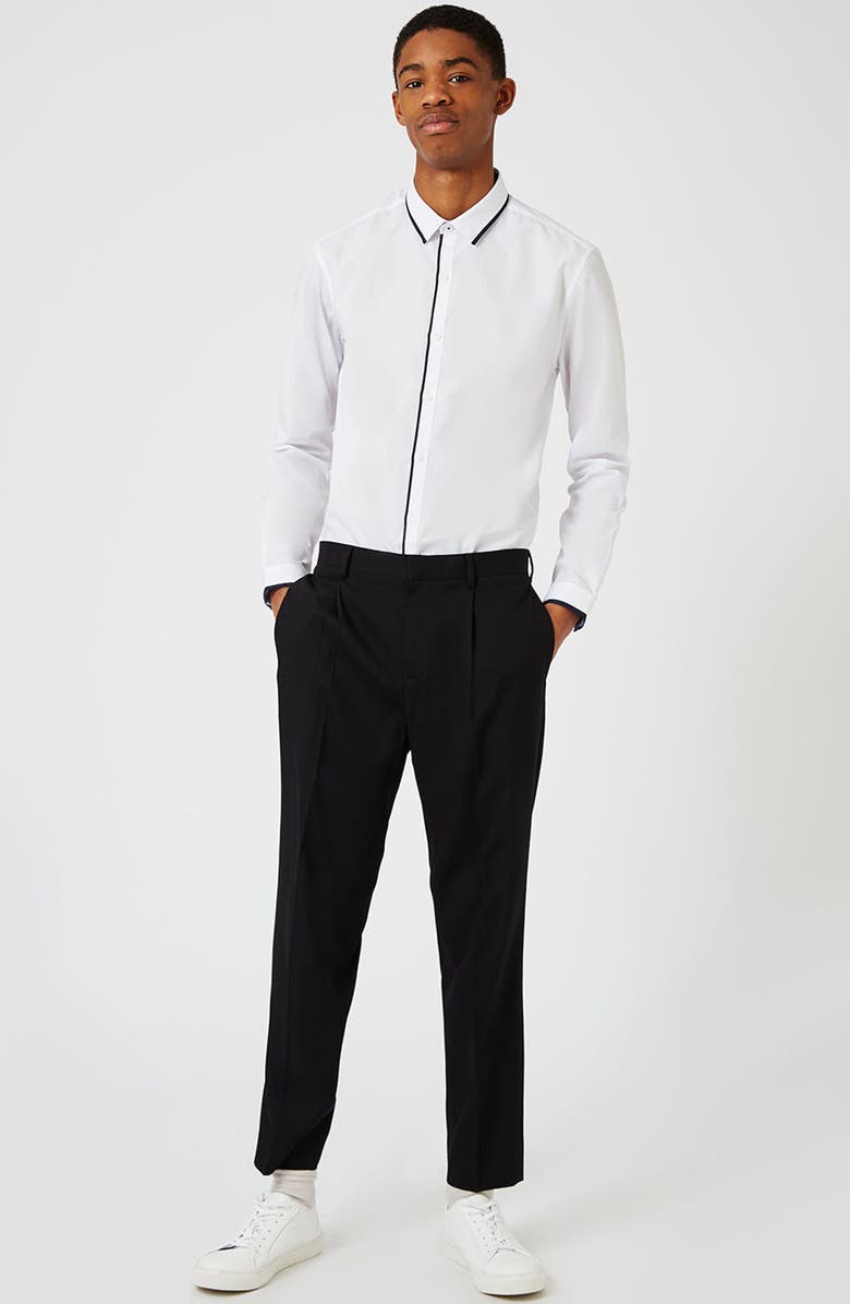 Topman White Contrast Dress Shirt, Alternate, color,