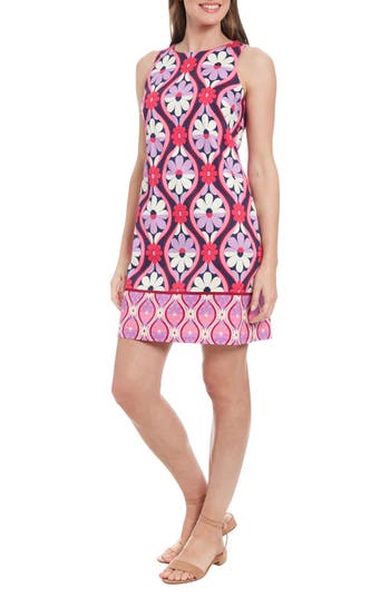 London Times Sateen Shift Dress In Multi