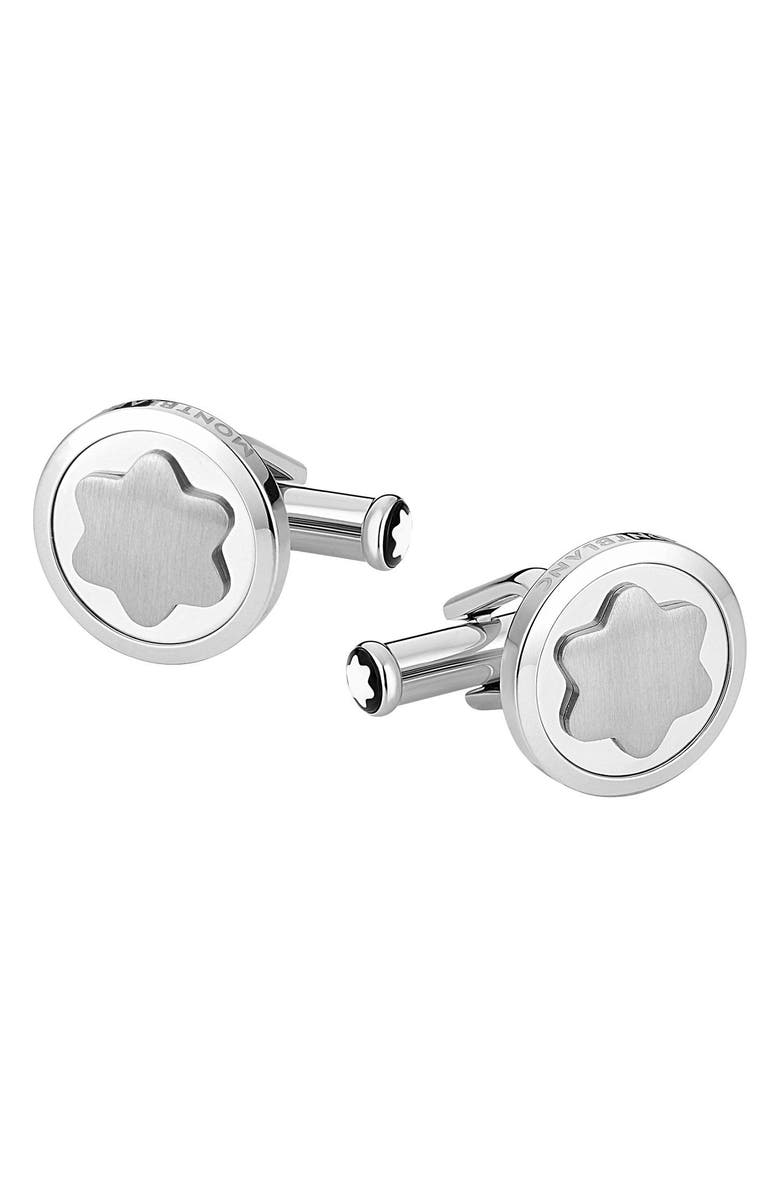 Montblanc Logo Star Cuff Links, Main, color, Steel