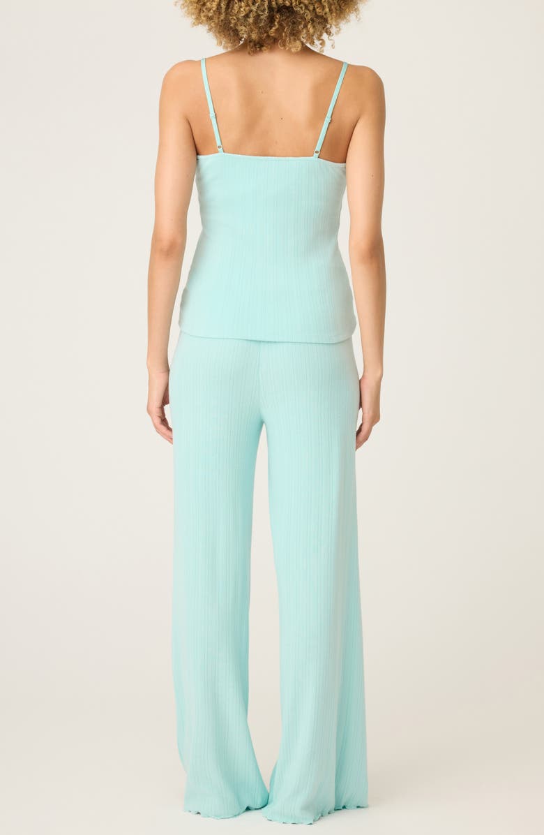 PJ Salvage Lace Trim Double Brushed Pointelle Pajamas, Alternate, color, Light Mint