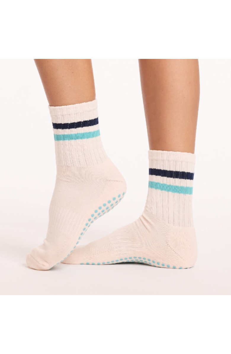 Souls. Blue Retro Crew Grip Socks, Main, color, Beige