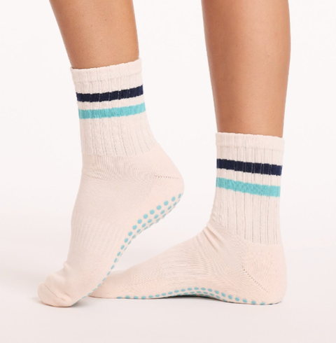 Blue Retro Crew Grip Socks
