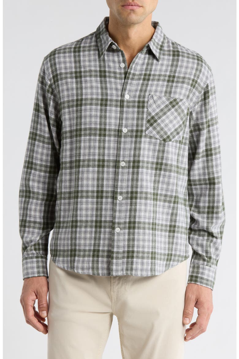 Foreman Classic Fit Plaid Flannel Button-Up Shirt, Main, color, DARK GREEN/GREY