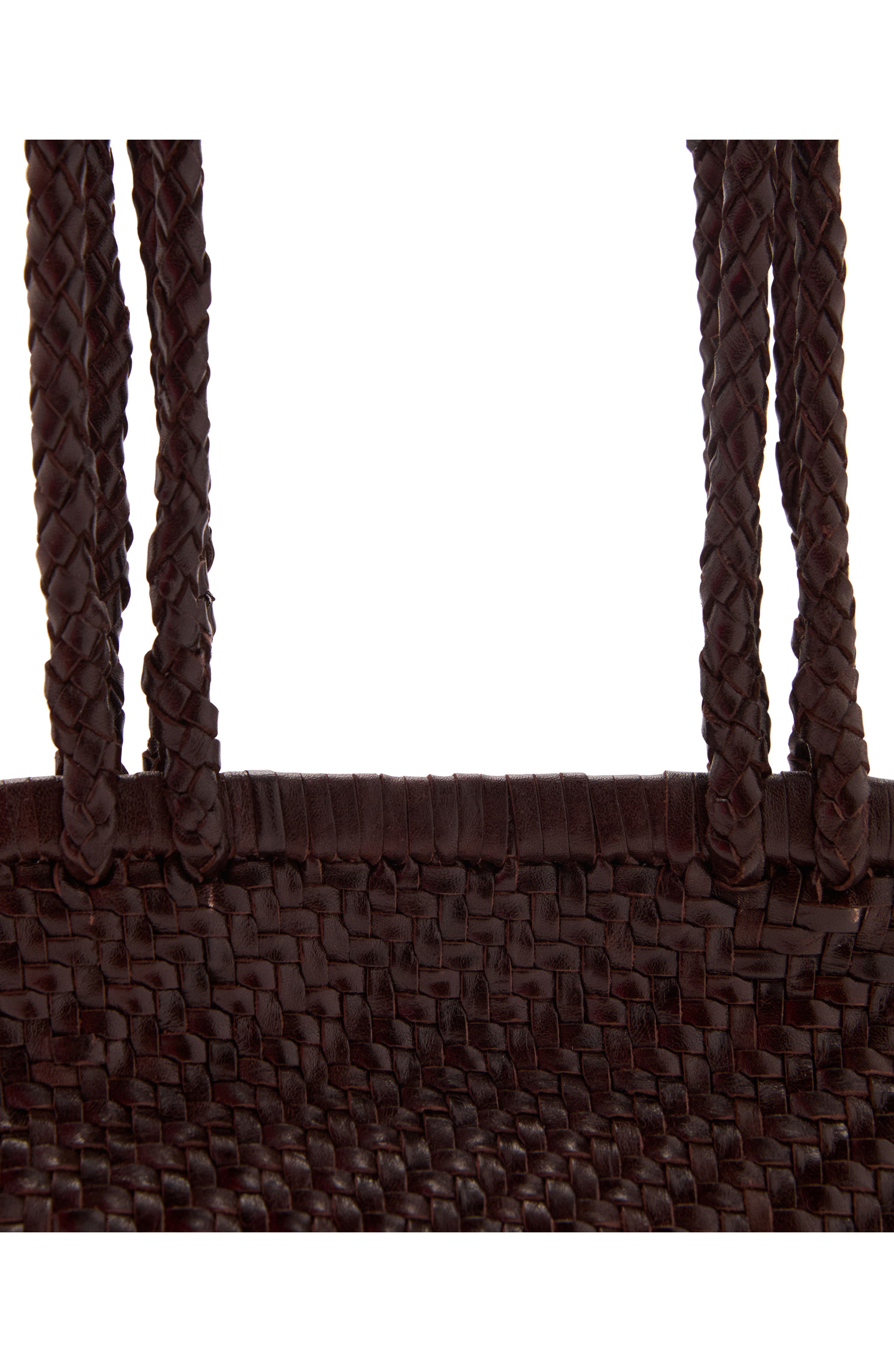 MANGO Braided Leather Shoulder Bag, Alternate, color, Chocolate