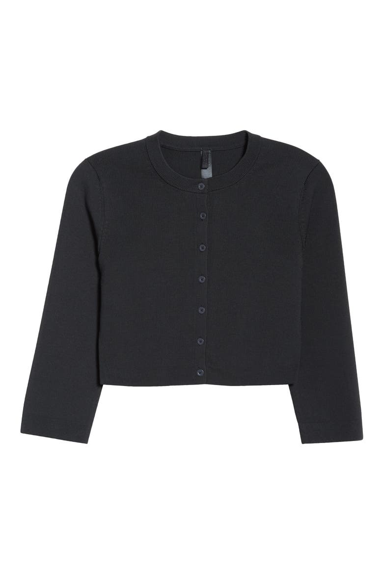Refined Knit Crop Cardigan, Main, color, ONYX