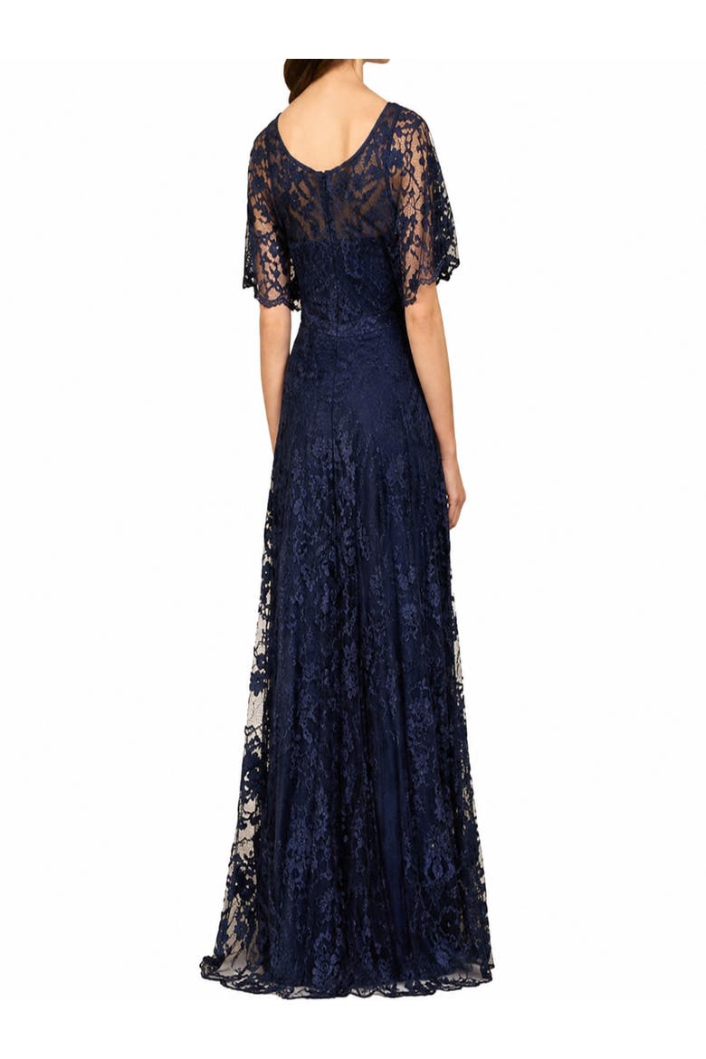 Elegant Cape Sleeve A-line Gown, Alternate, color, Navy