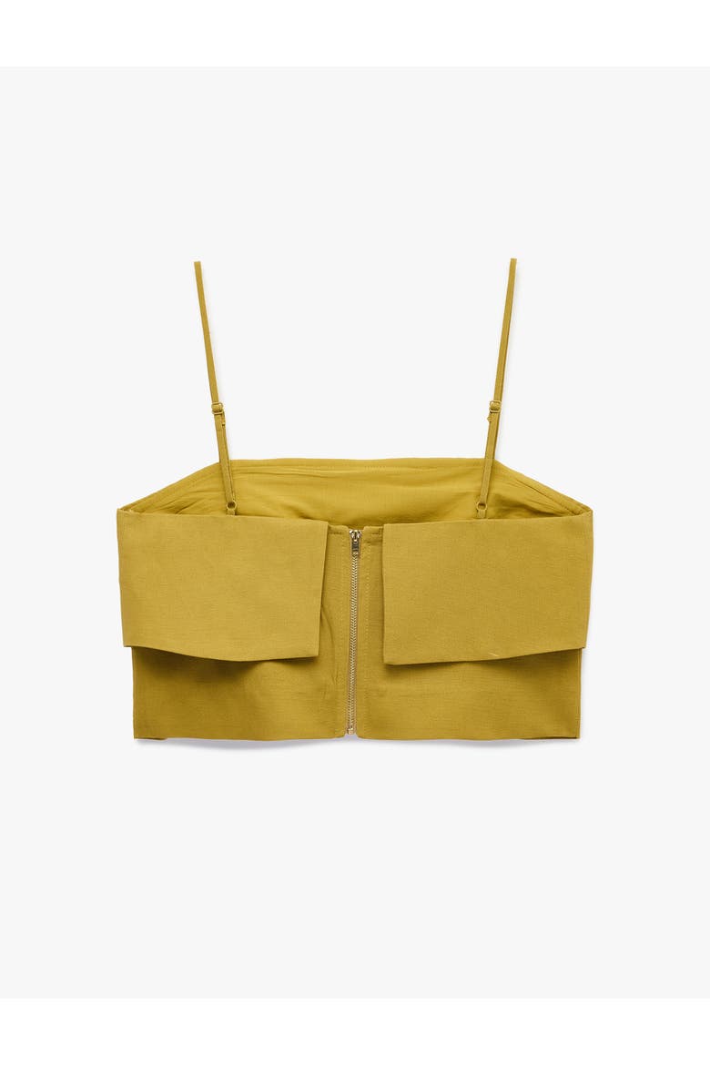 Linen Blend Square Neck Strappy Top With Overlay, Alternate, color, KHAKI