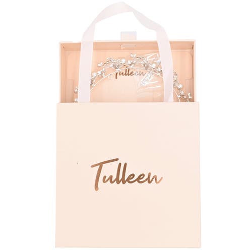 Tulleen Crystal Pearl Floral Crown In Silver