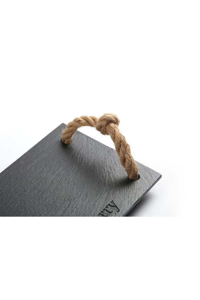 Rectangular Slate Stone Serving Tray With Jute Rope Handles, Alternate, color, Black