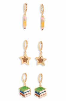 Set of 3 Back to School Huggie Hoop Earrings