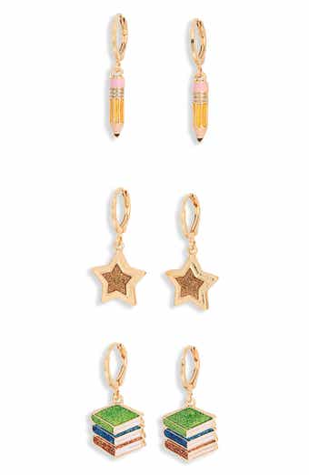 Set of 3 Back to School Huggie Hoop Earrings