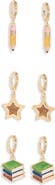 Leith Set of 3 Back to School Huggie Hoop Earrings