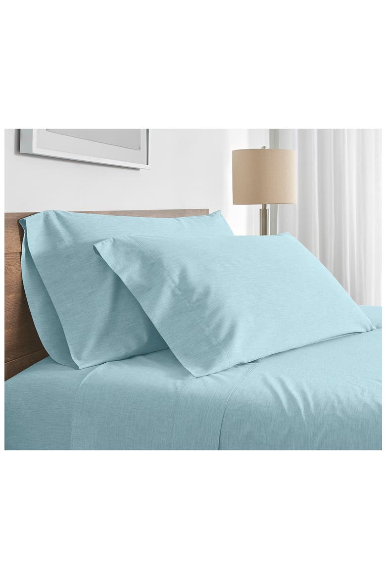 Cotton Sateen Sheet Set, Alternate, color, SOFT AQUA