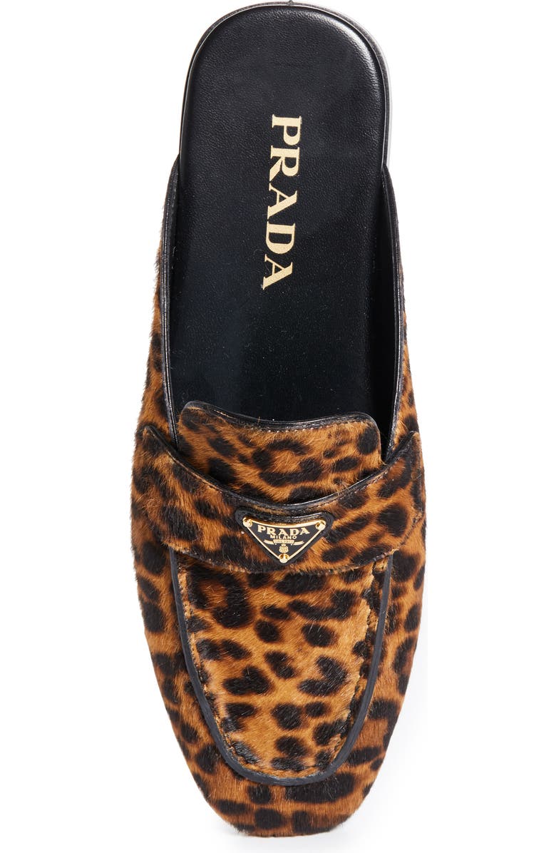 Prada Logo Genuine Calf Hair Mule, Alternate, color, Miele