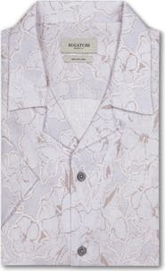 Bugatchi Jackson Shaped Fit Floral Linen Camp Shirt