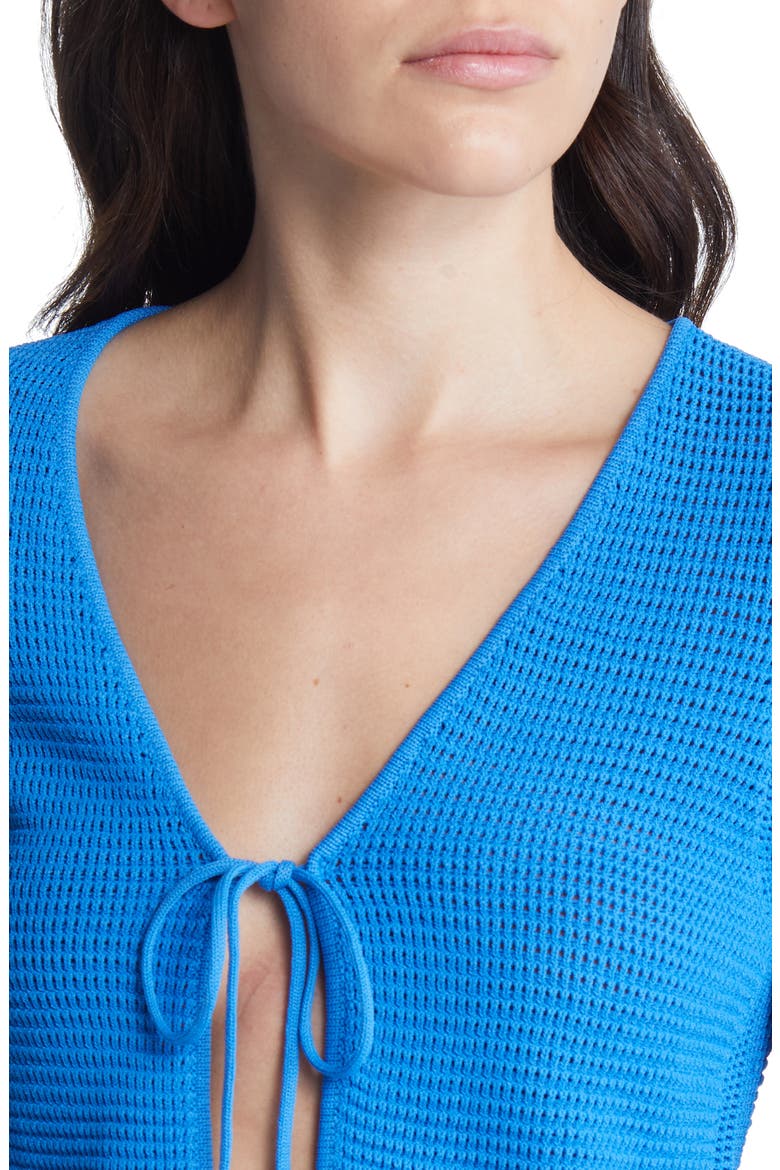 Open Stitch Tie Front Cardigan, Alternate, color, PROVENCE BLUE