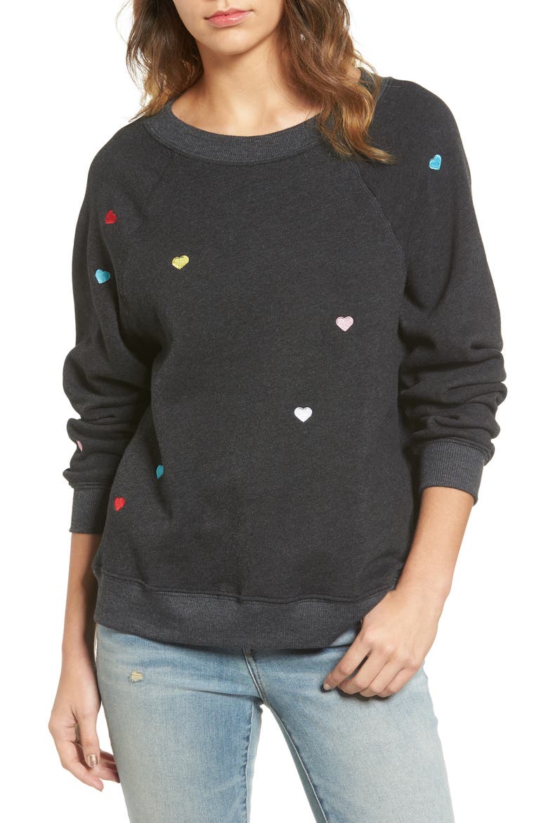 Sommers Sweater - Heart Embroidered Pullover, Main, color, CLEAN BLACK
