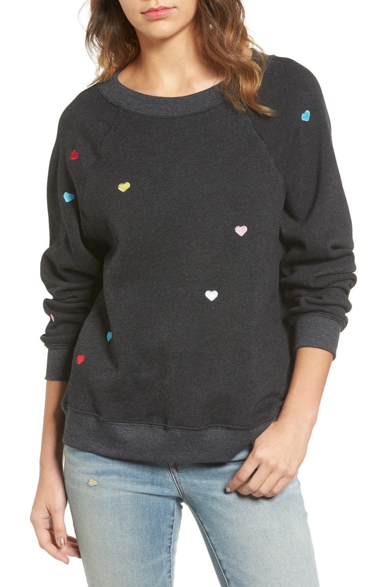 Wildfox Sommers Sweater - Heart Embroidered Pullover, Main, color,
