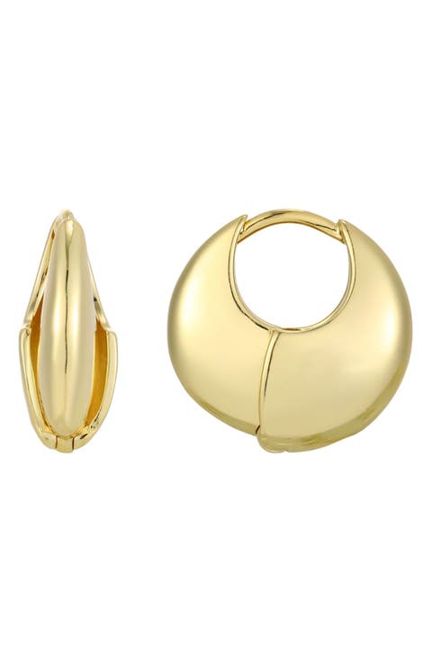 Louvre 14k Gold Plated Hoop Earrings