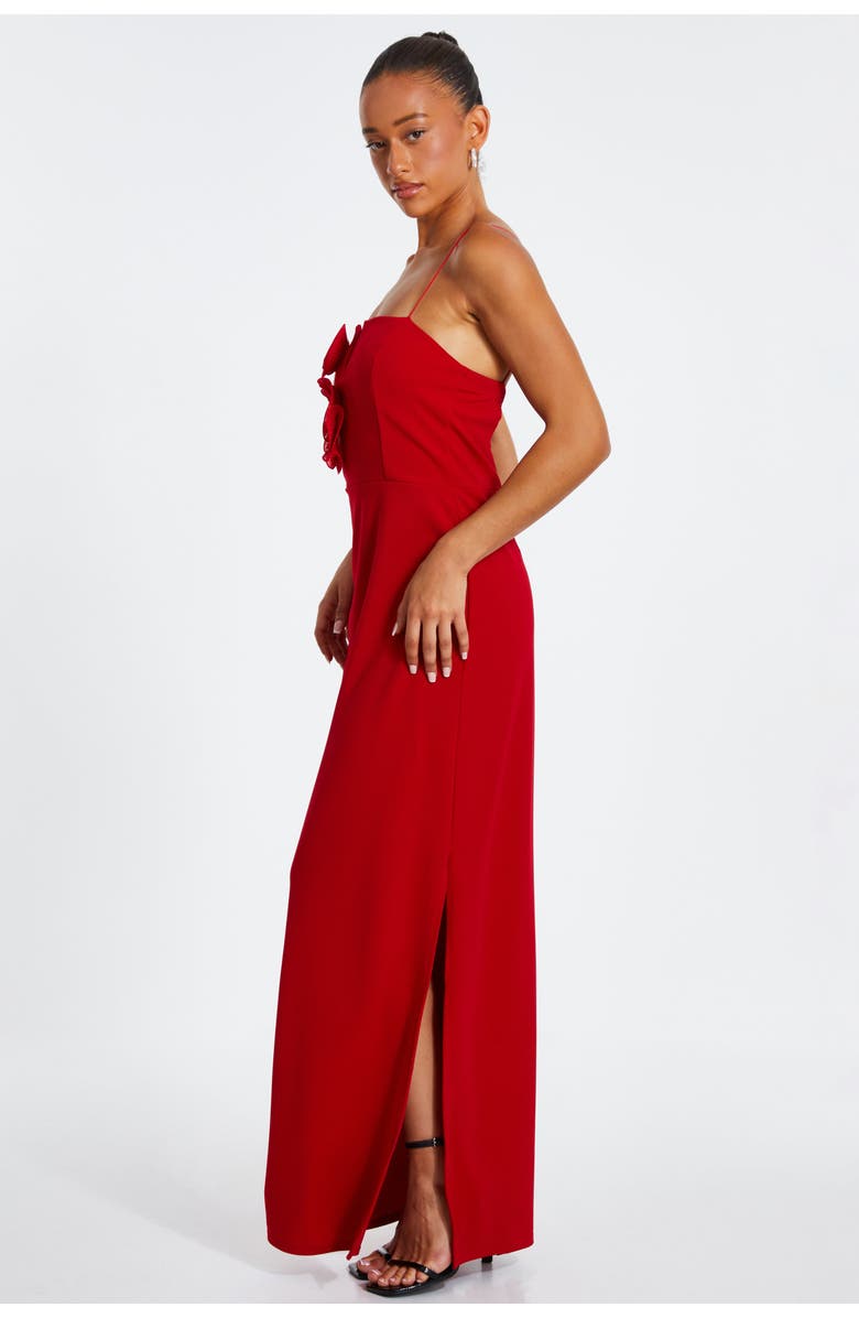 QUIZ Scuba Crepe Floral Trim Strap Maxi Dress, Alternate, color, 