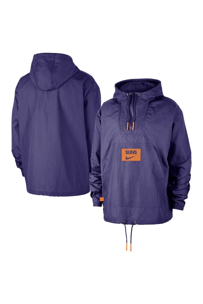 Men's Nike  Purple Phoenix Suns Courtside Premium Club Anorak Quarter-Zip Hoodie Jacket, Alternate, color, Purple