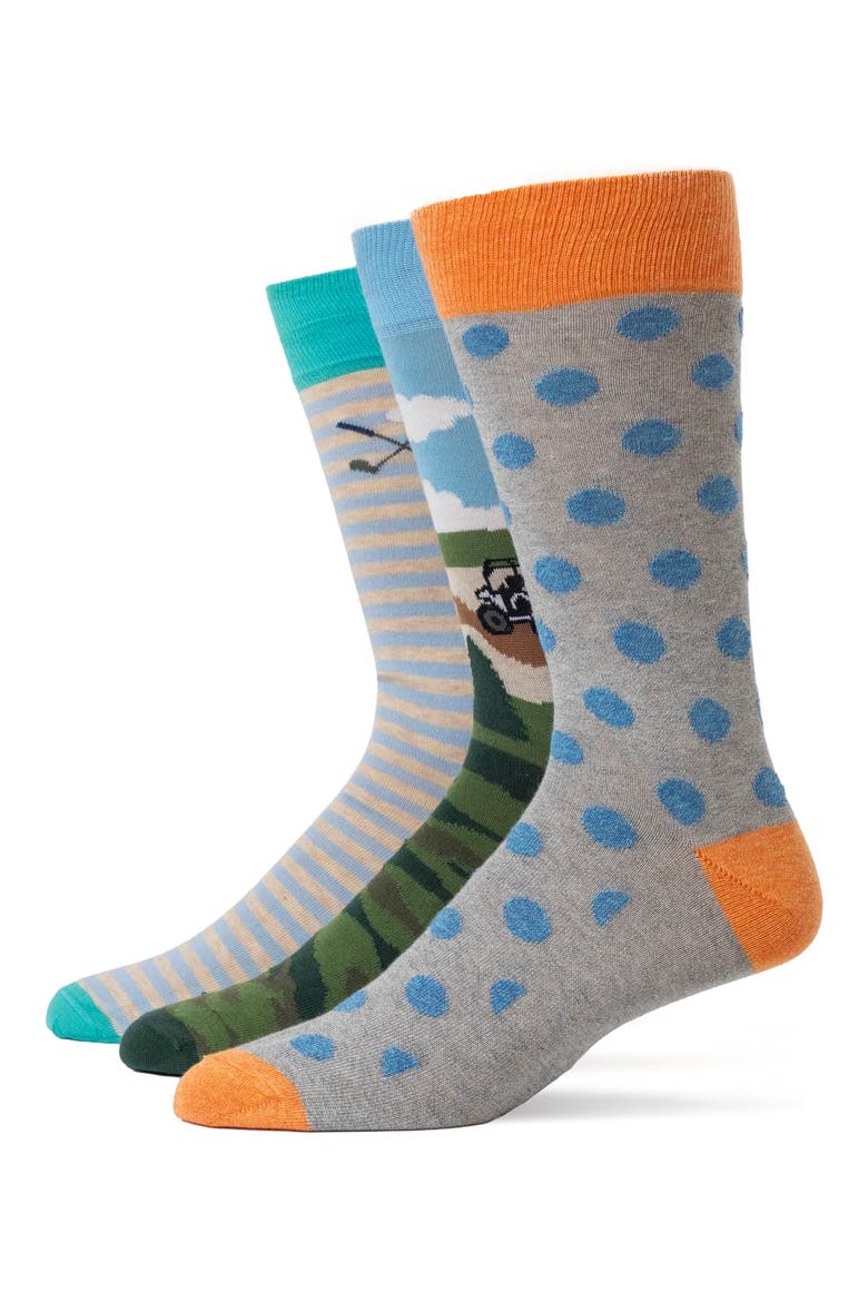 Assorted 3-Pack Crew Socks, Main, color, AQUA