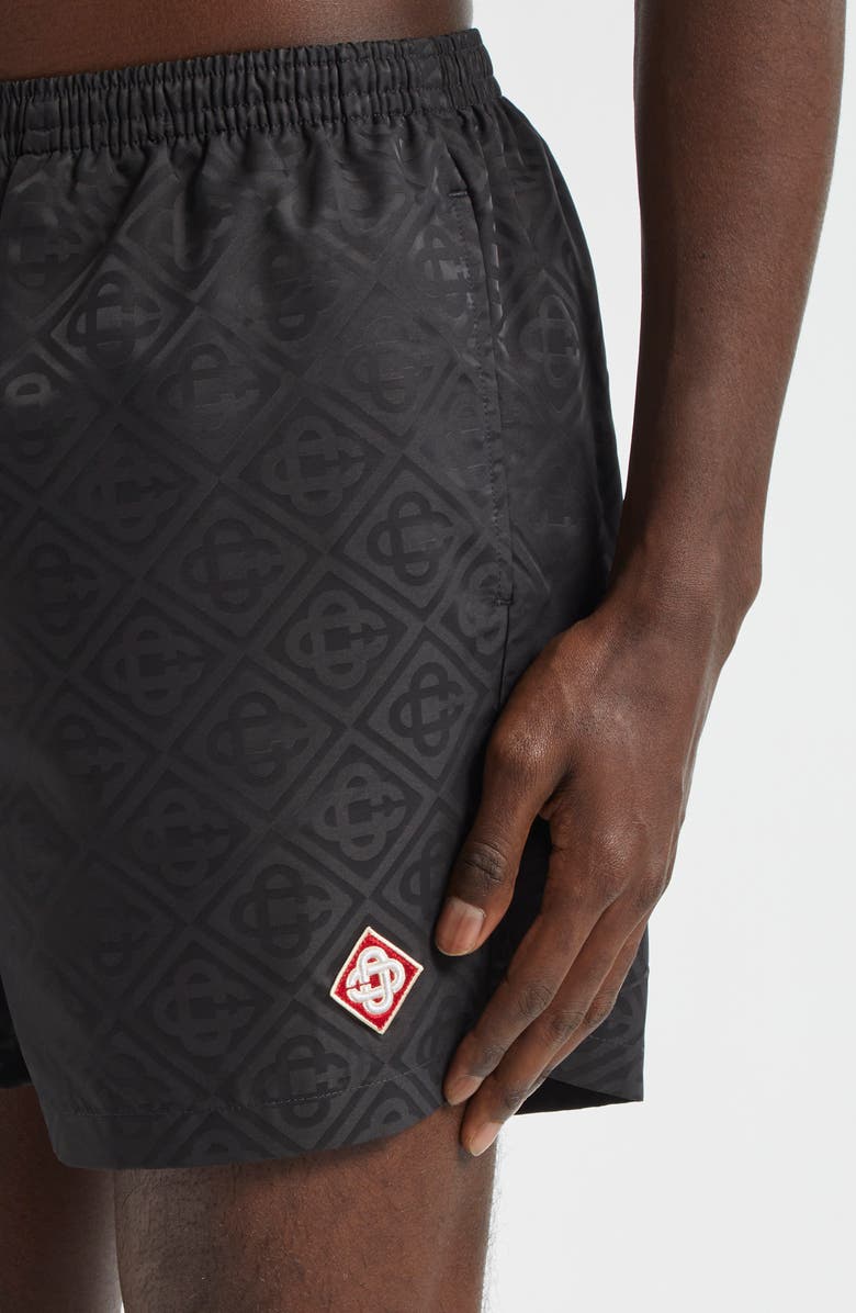 Casablanca Diamond Logo Jacquard Swim Trunks, Alternate, color, Black