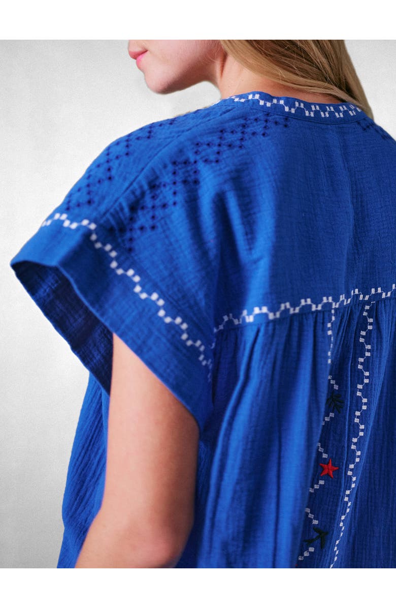 Cape Cove Coves Embroidered Top, Alternate, color, Cobalt Blue