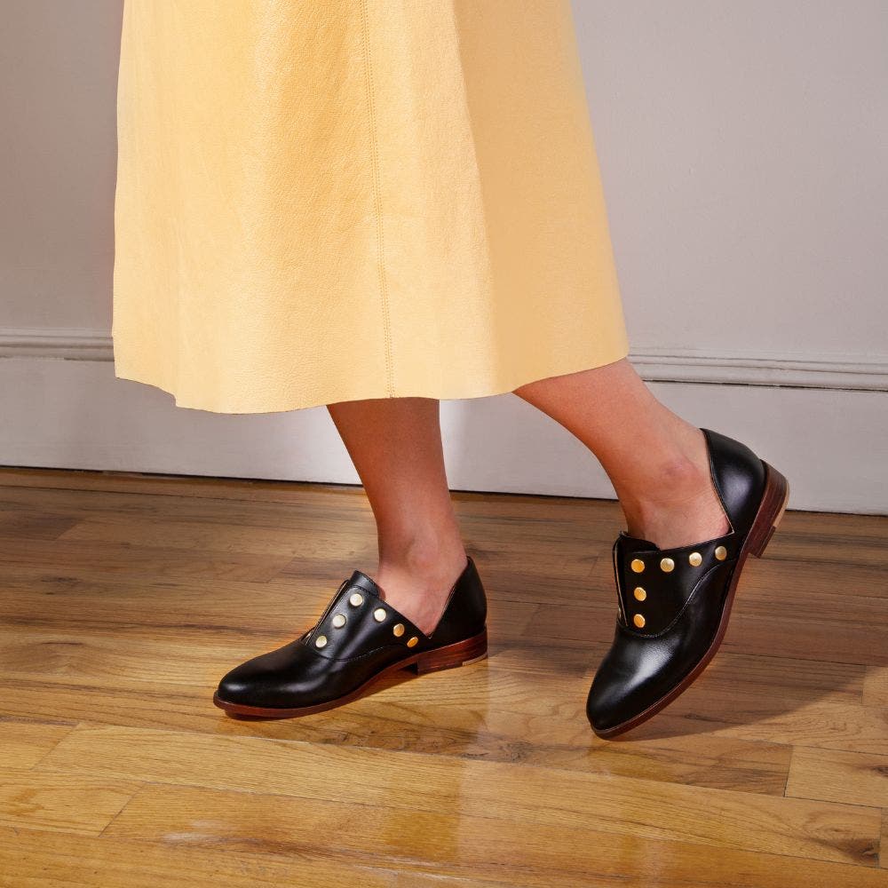 Emma d'Orsay Studded Oxford, Alternate, color, Black Studded