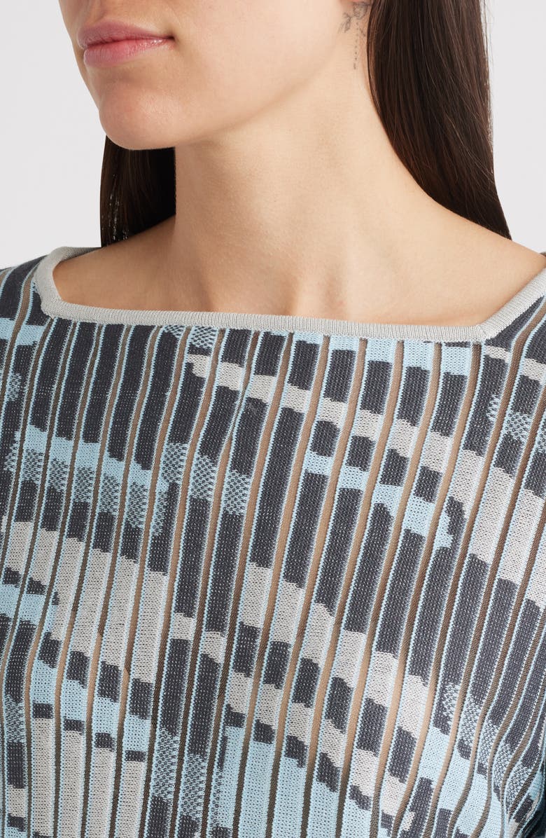 Ming Wang Sheer Burnout Jacquard Knit Tunic, Alternate, color, Dawn/ Granite/ Lunar Rock