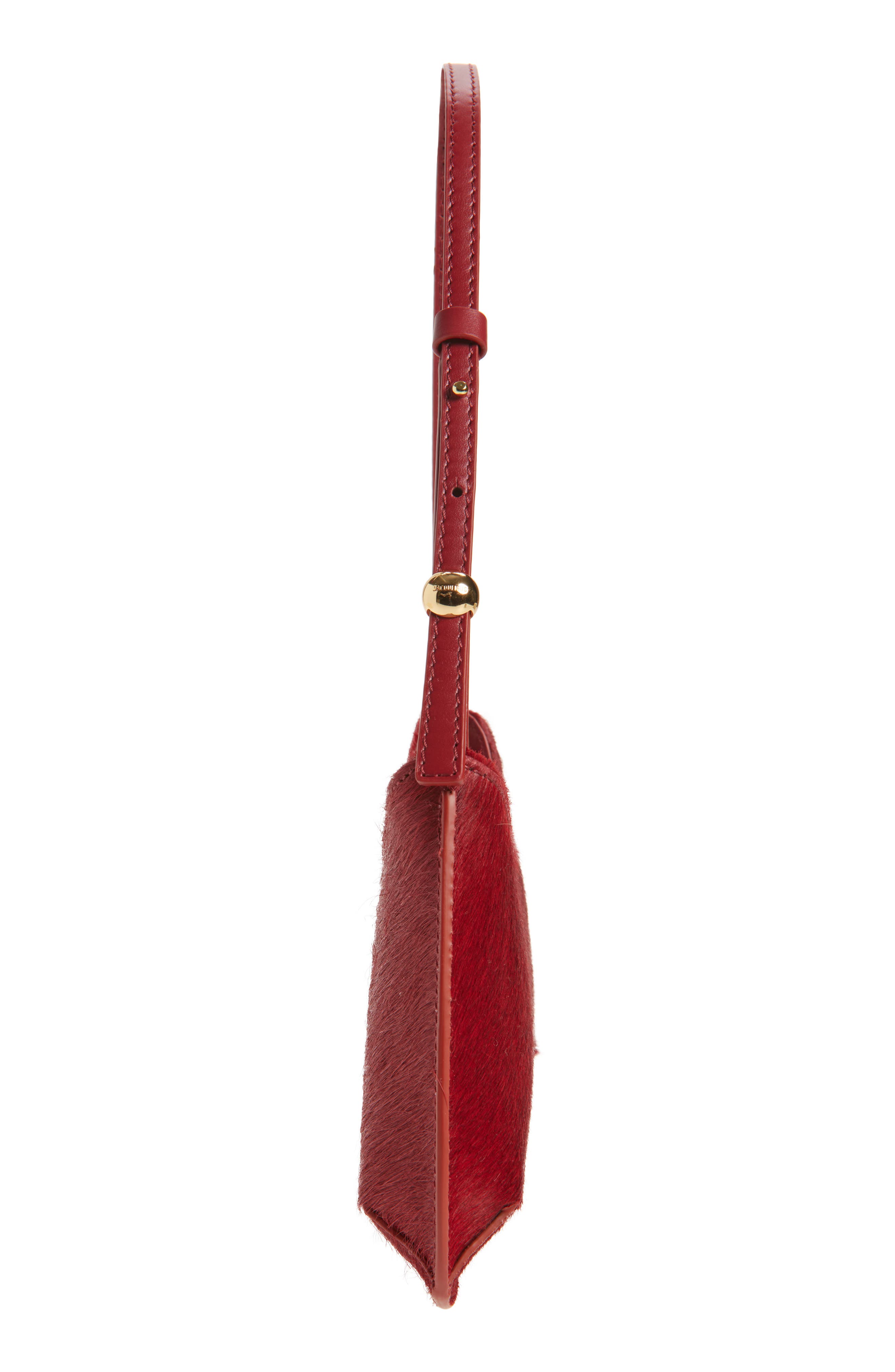Jacquemus Le Bisou Genuine Calf Hair Shoulder Bag, Alternate, color, Dark Red 480