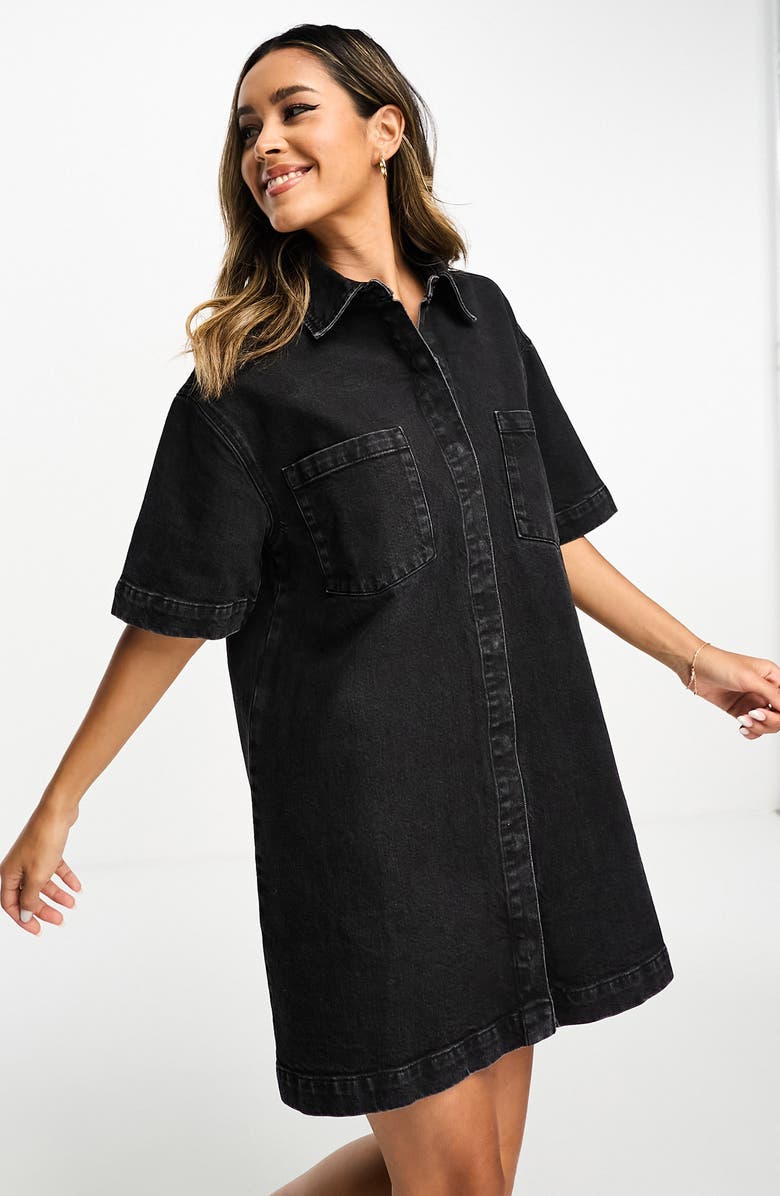 ASOS DESIGN Relaxed Fit Denim Shirtdress, Alternate, color,