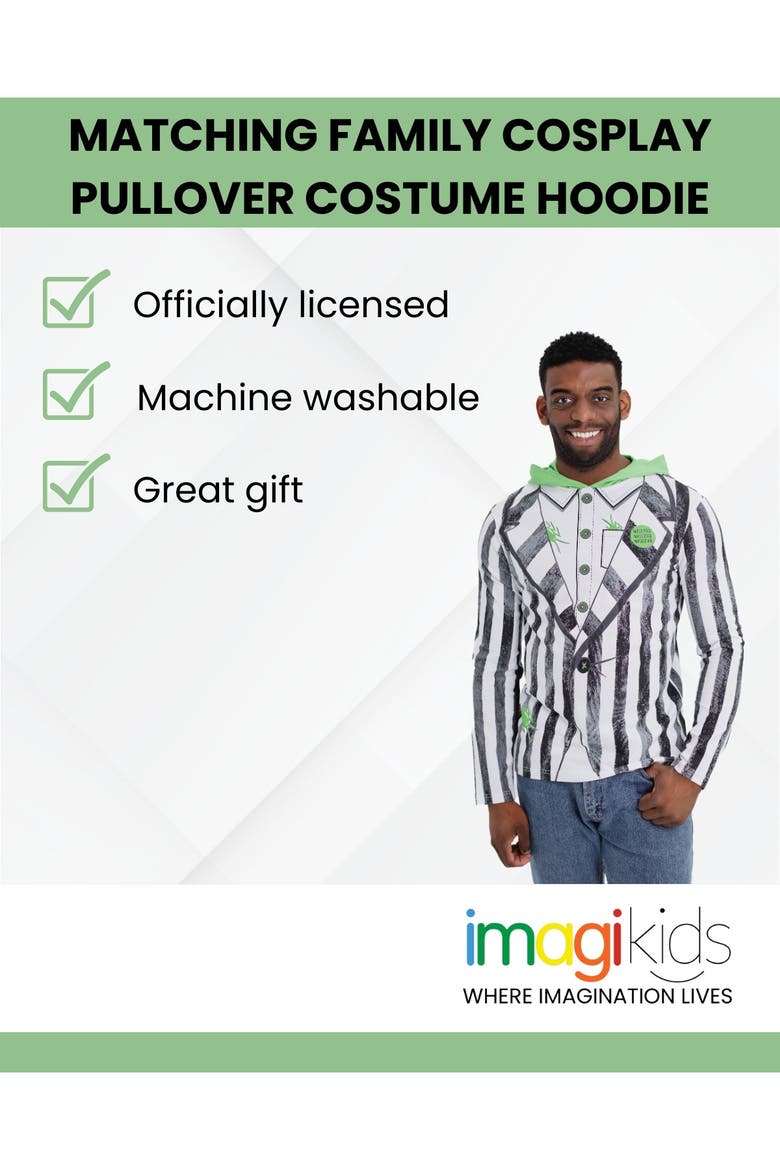 Pullover Hoodie, Alternate, color, White Black Stripe