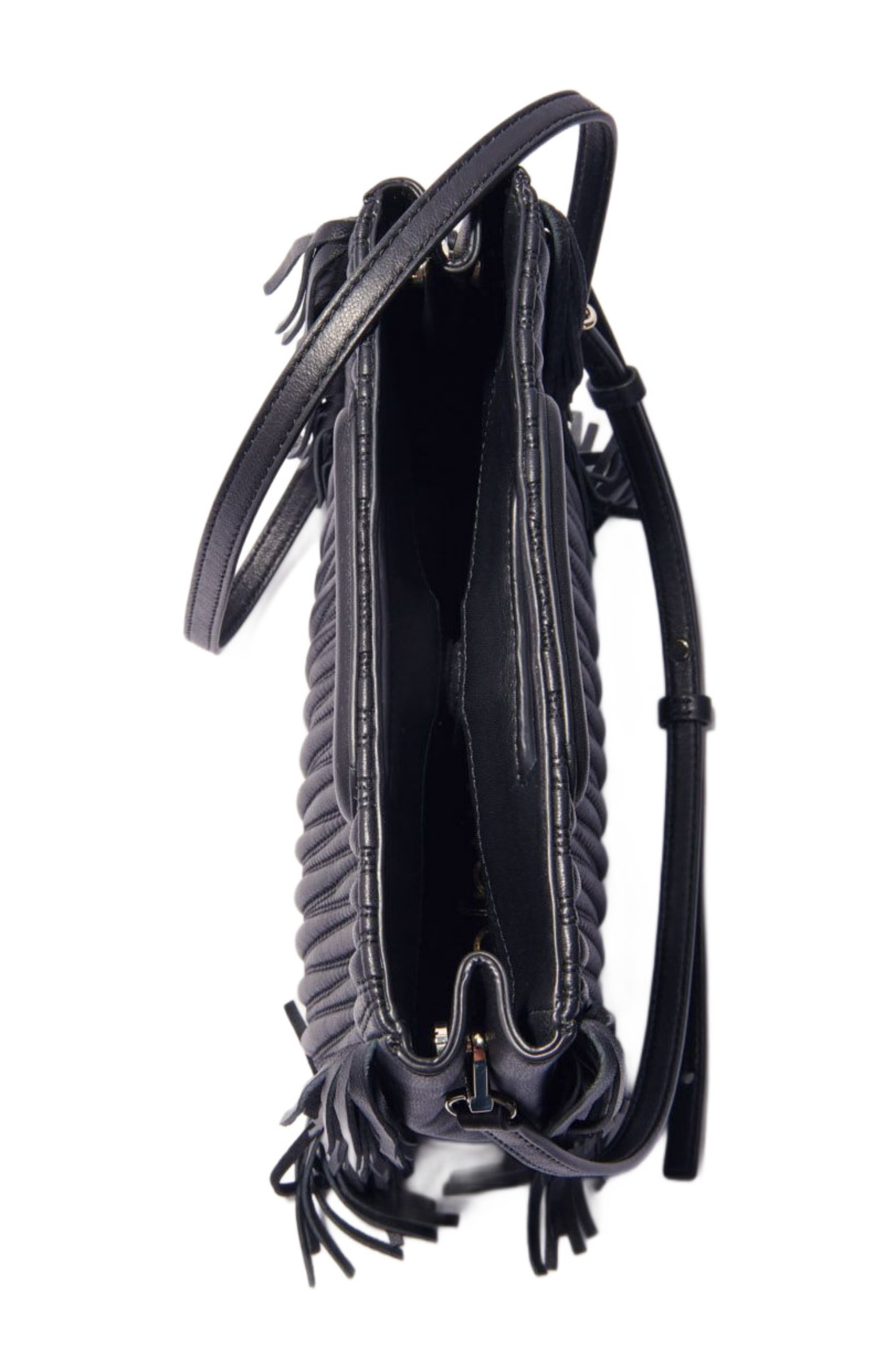 maje Quilted leather M bag, Alternate, color, Black