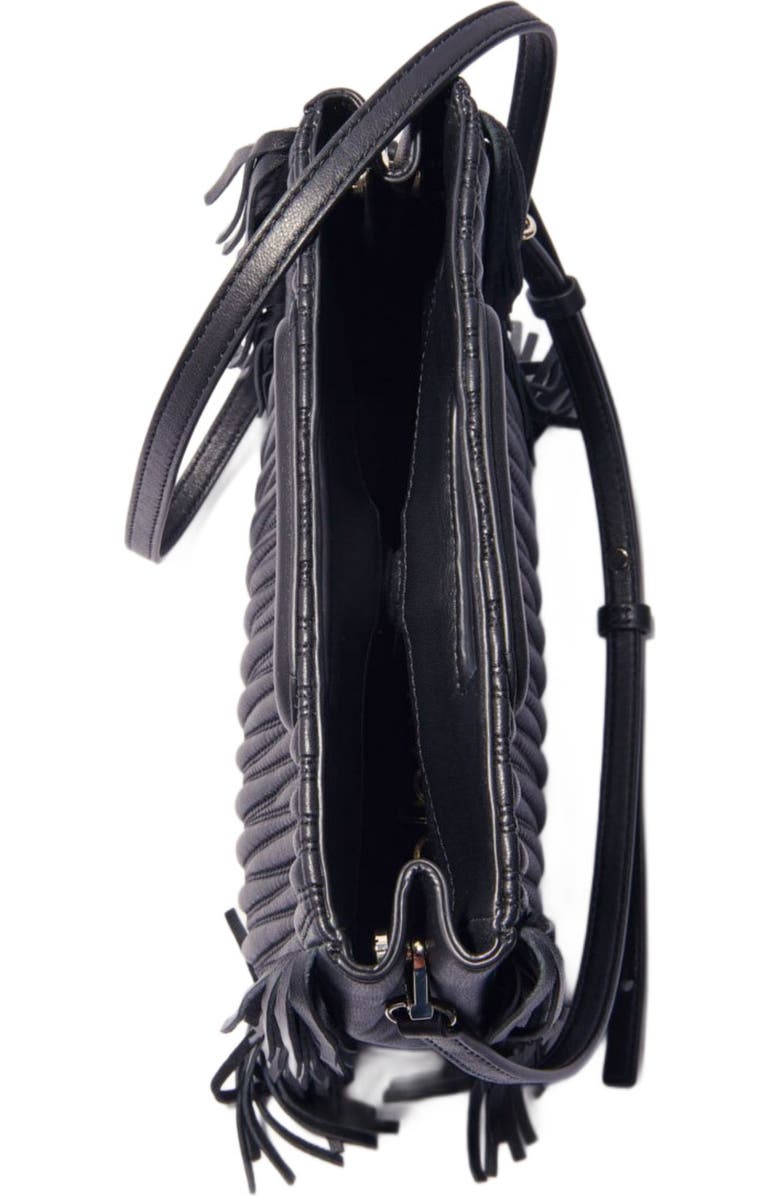 maje Quilted leather M bag, Alternate, color, Black