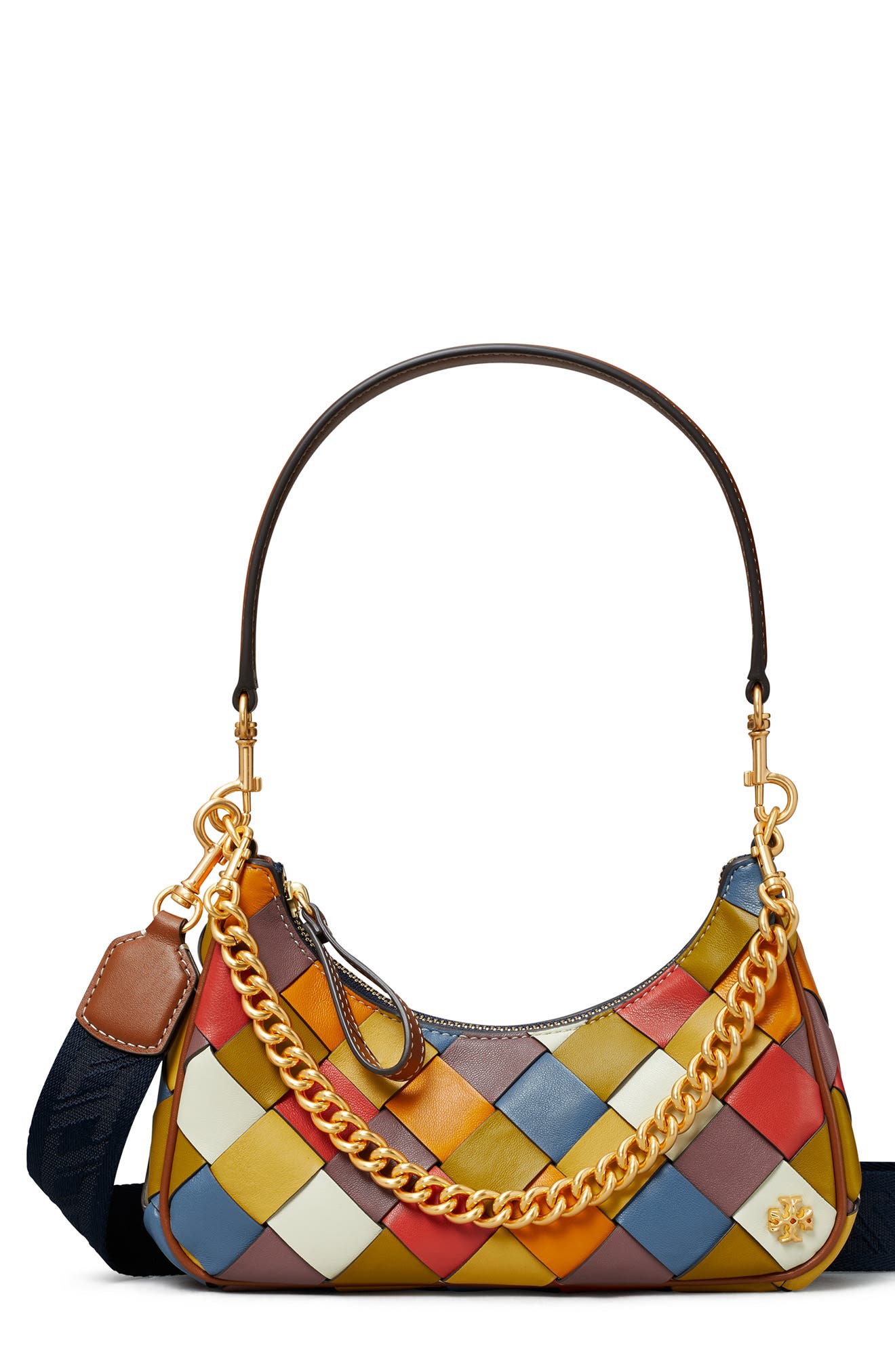 Tory Burch 151 Mercer Woven Small Crescent Bag, Main, color, 