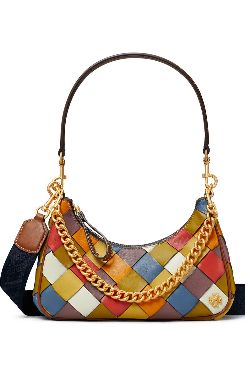 Tory Burch 151 Mercer Woven Small Crescent Bag, Main, color,