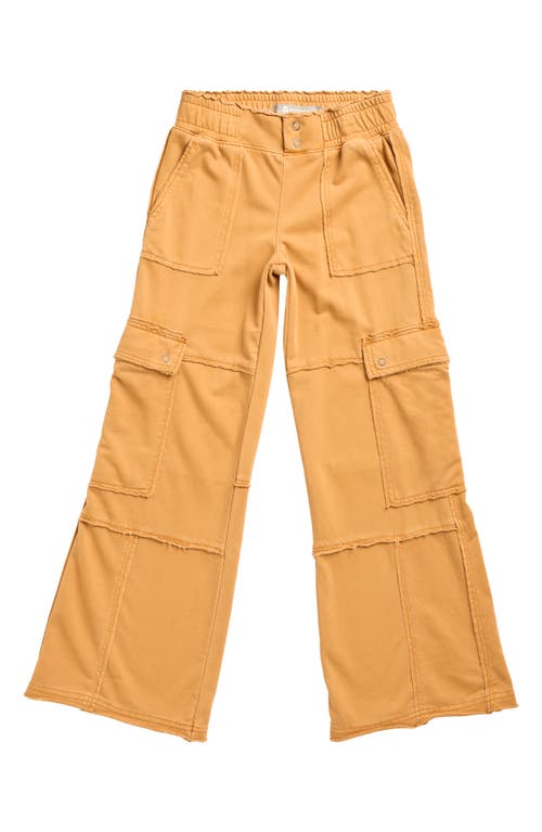Tractr Kids' French Terry Wide Leg Cargo Pants In Gold