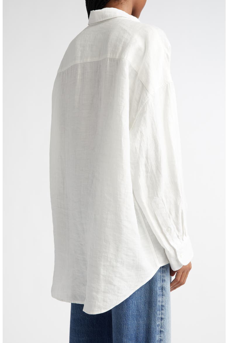 Drop Neck Linen Blend Button-Up Shirt, Alternate, color, WHITE